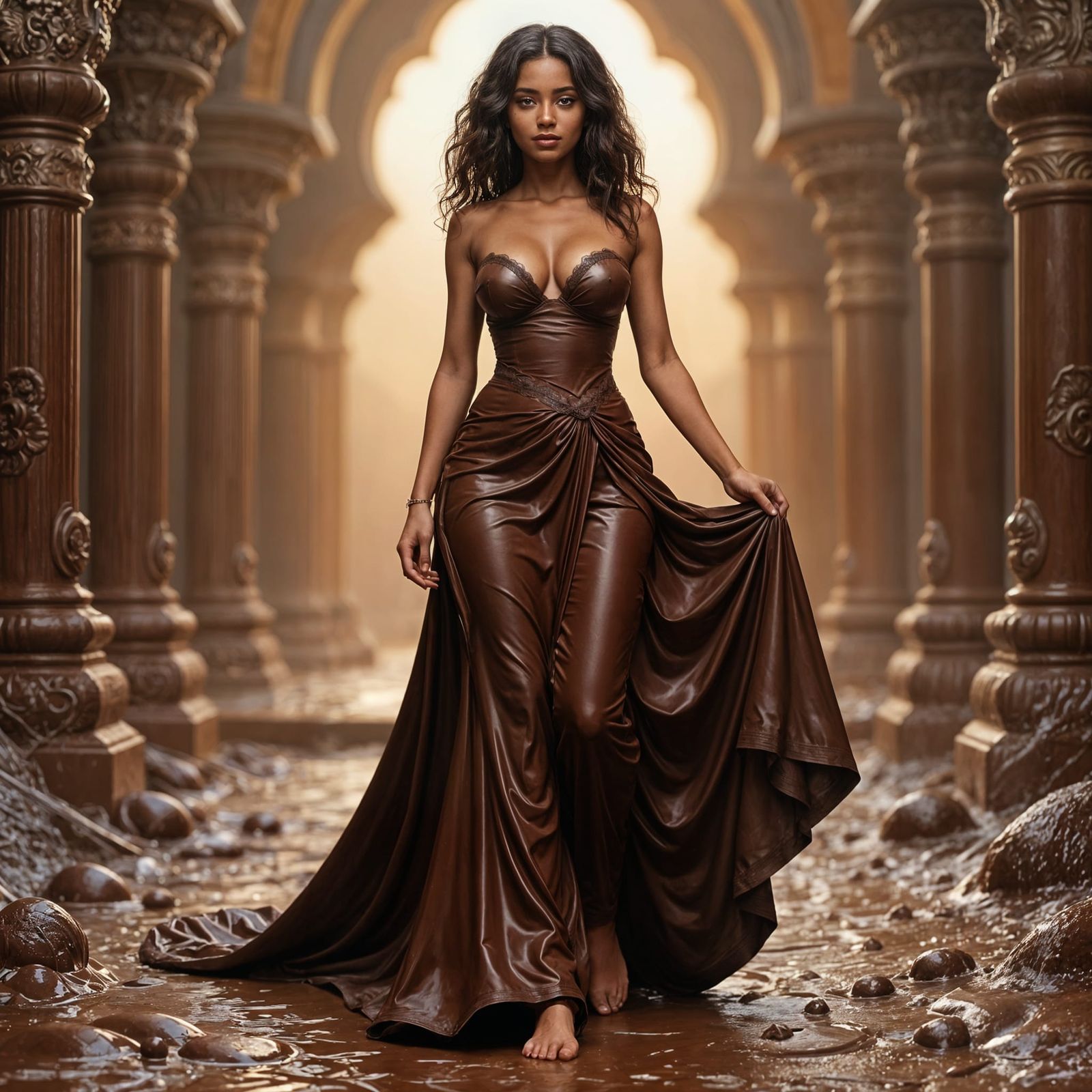 Chocolate Goddess Walking Down Chocolate Temple