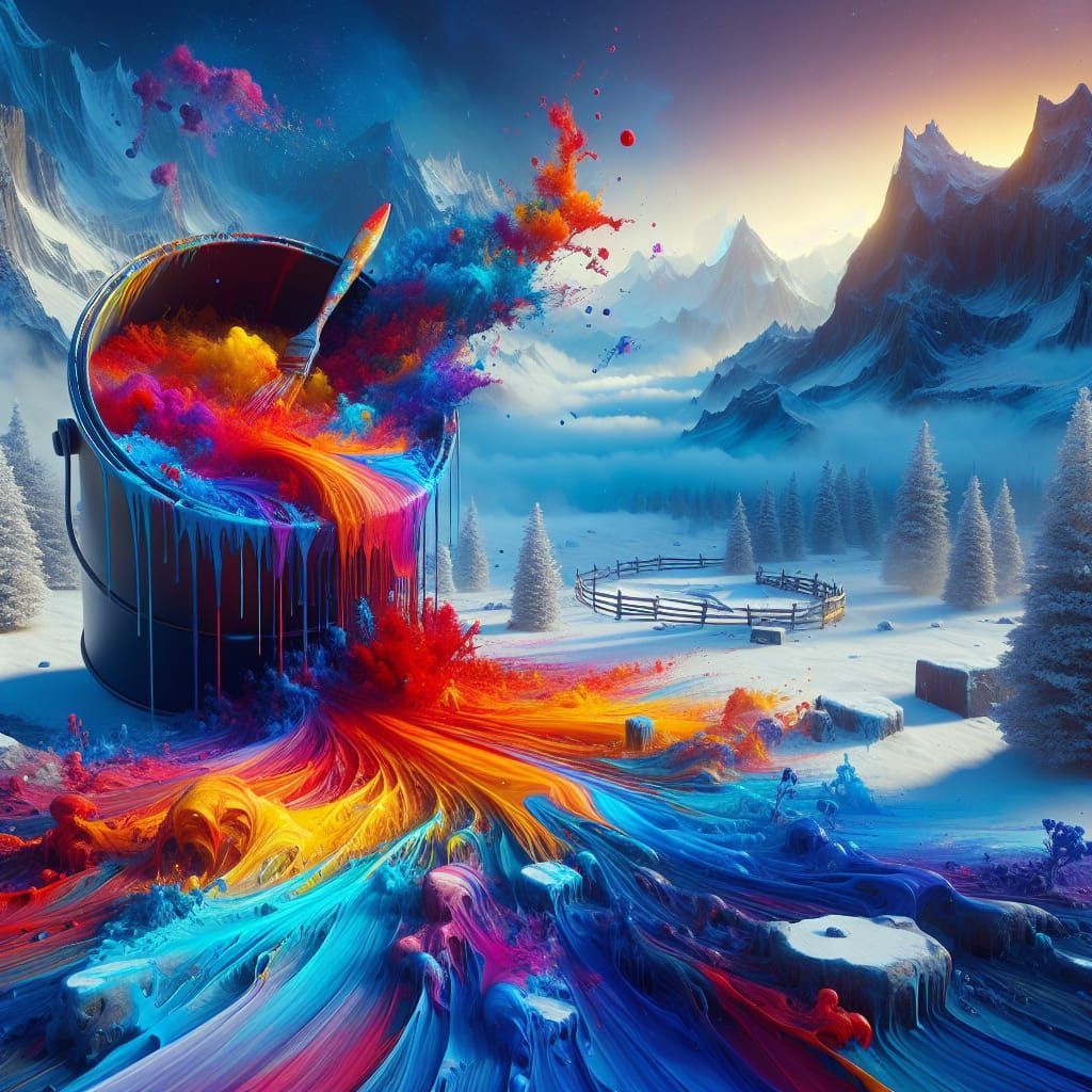 Vibrant Winter Wonderland Unfolds from a Dazzling Paint Buck...