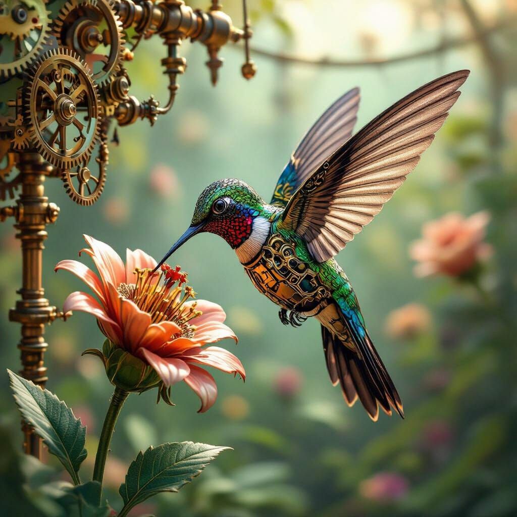 Beautiful Steampunk Humming Bird   by @Mystienight