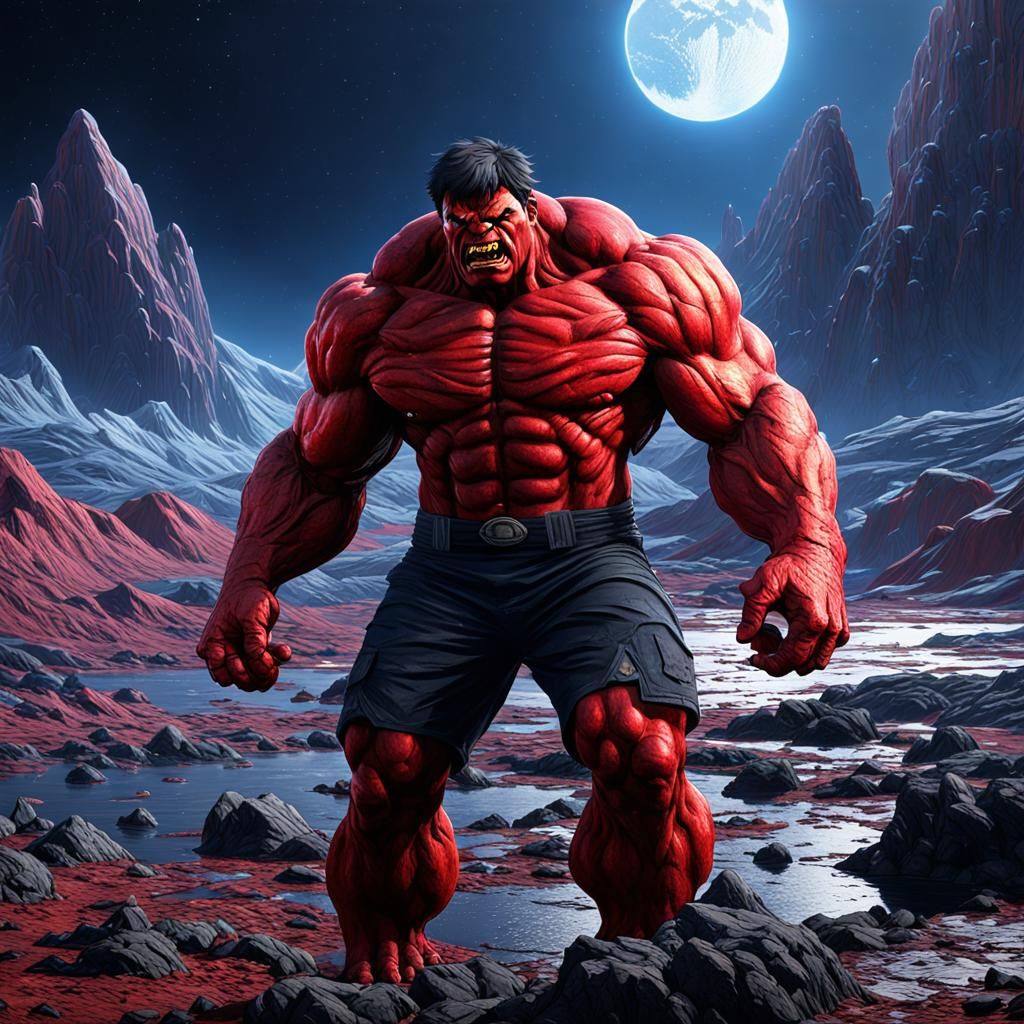 Red Hulk on the planet Pluto. - AI Generated Artwork - NightCafe Creator