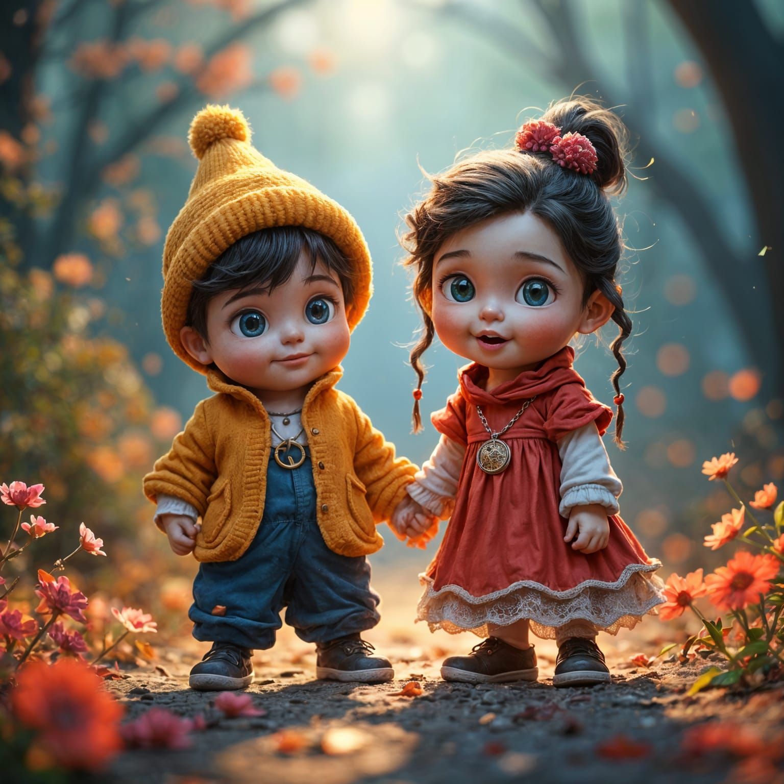 Cute Little Children in Detailed Matte Painting
