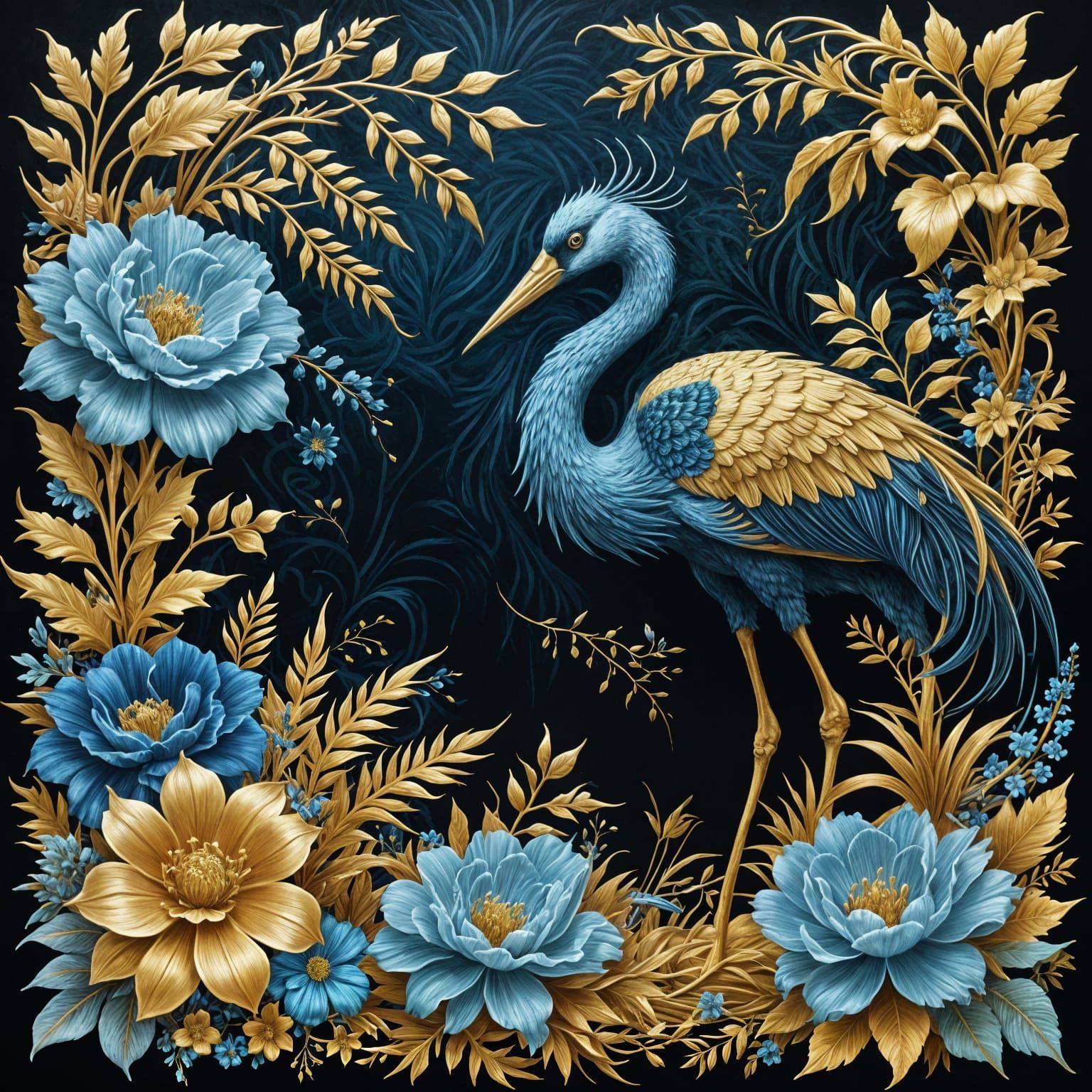 Blue and golden crane  by @Luca89pc