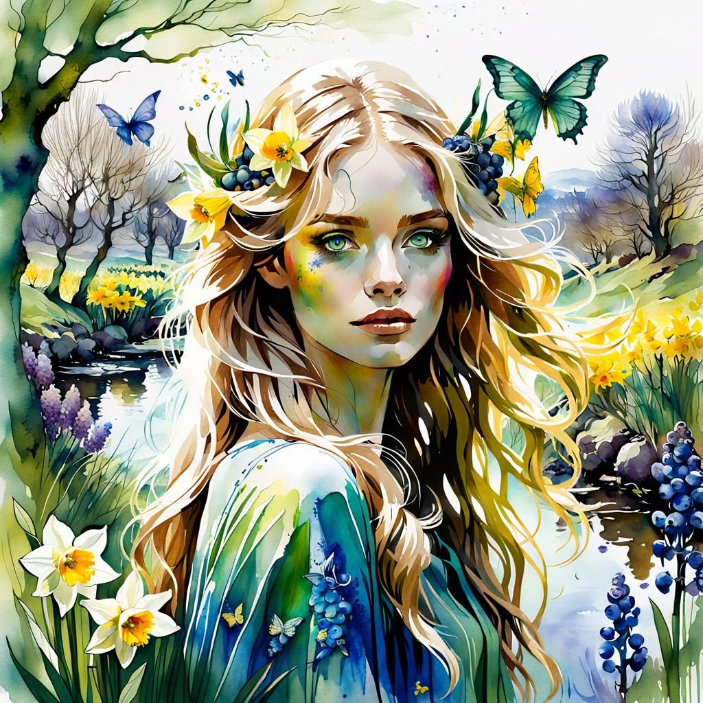 girl in spring landscape  by @Elly 