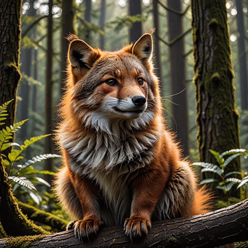 Wild Forest Encounter in Whimsical Style