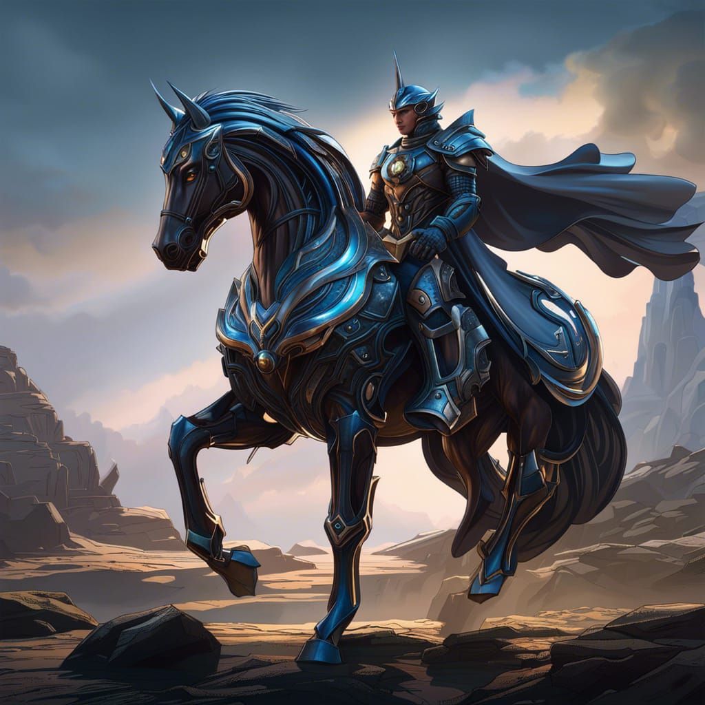 Cyberpunk Horse Rider AI Generated Artwork NightCafe Creator