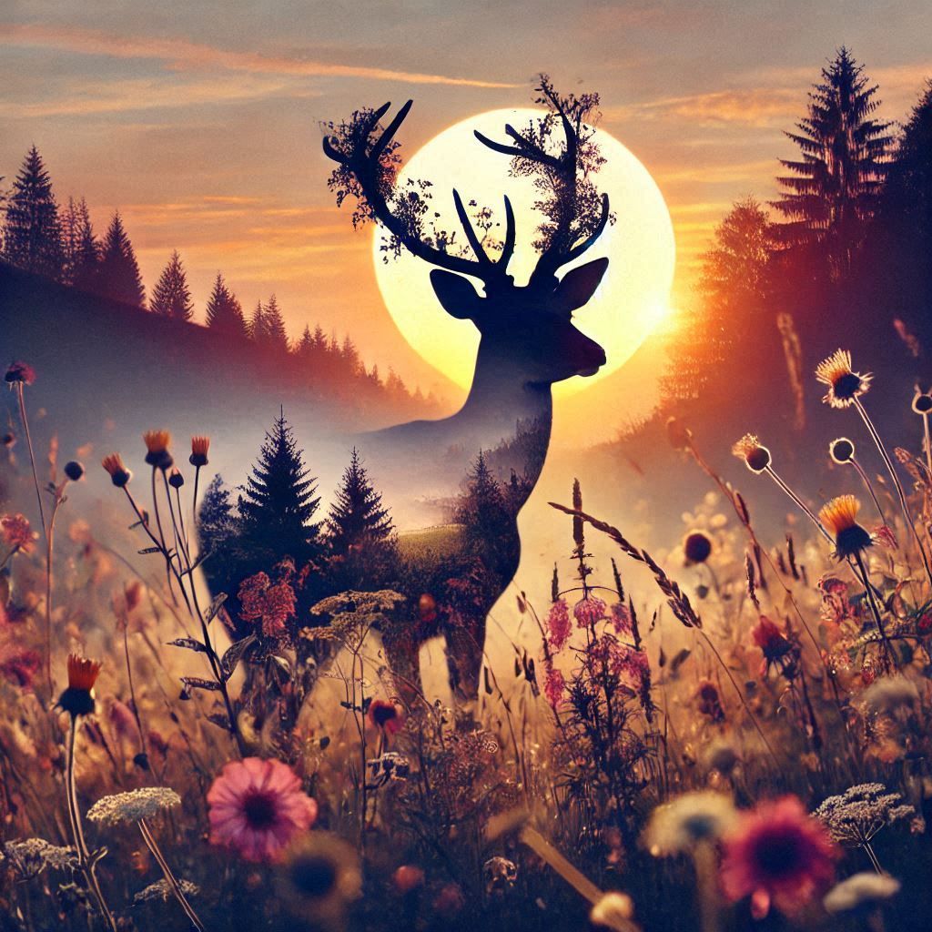 double exposure beautiful fantasy DALL-E 3 portrait landscape..