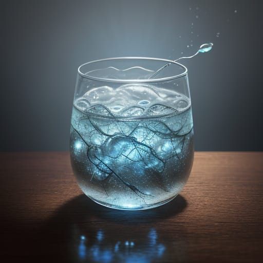 Surreal Hair in Water Glass with Ethereal Lighting