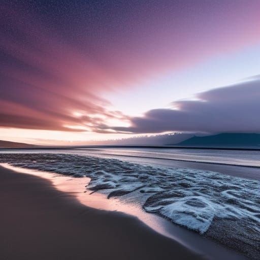 Black sand- seascape at dusk