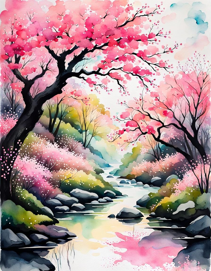 Ethereal, Opalescent Ink Splatter, Full background, Watercolour  by @Amber UFO