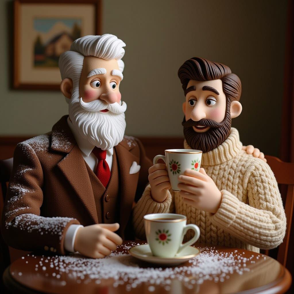Sugar and Coffee Men in a Cozy Home