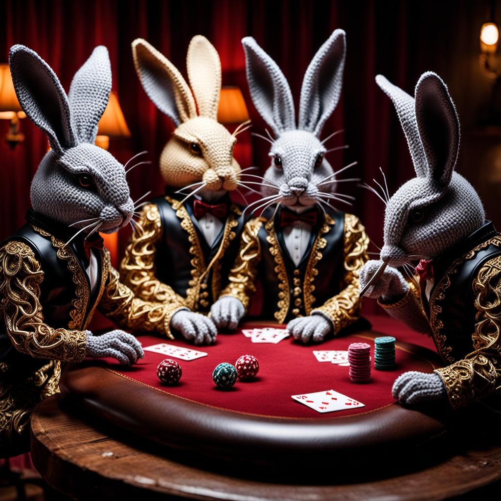 Do bunnies play poker?, Daily Challenge 466 AI Generated Artwork NightCafe Creator