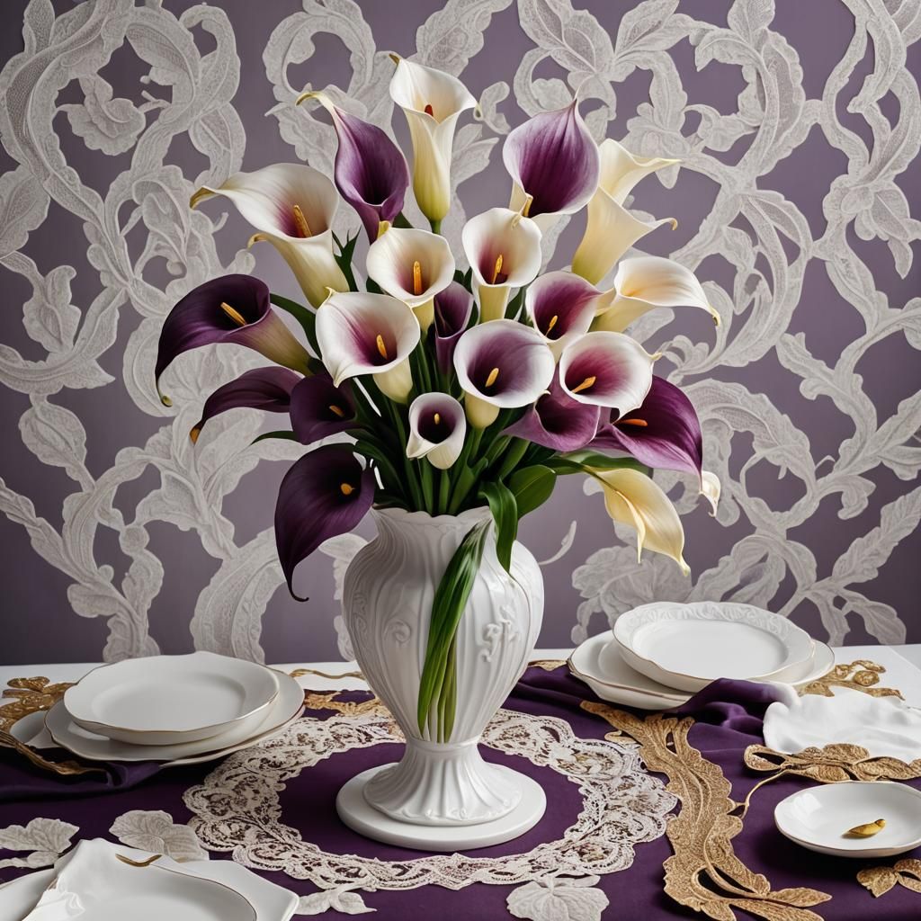 A stunning hyperrealistic photograph of vibrant calla lily f...