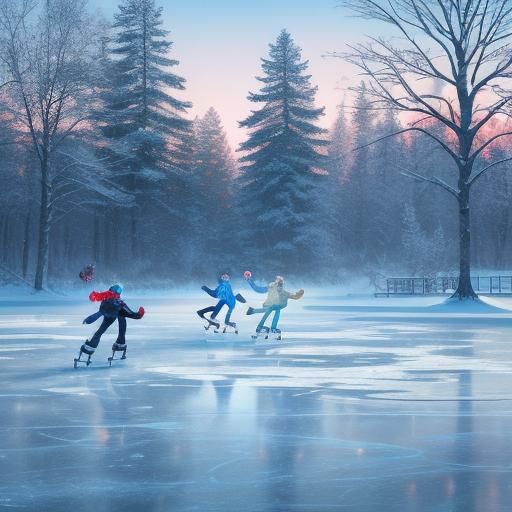 ❄️ Toddlers, Teenagers, Towns people joyfully ice skating on...