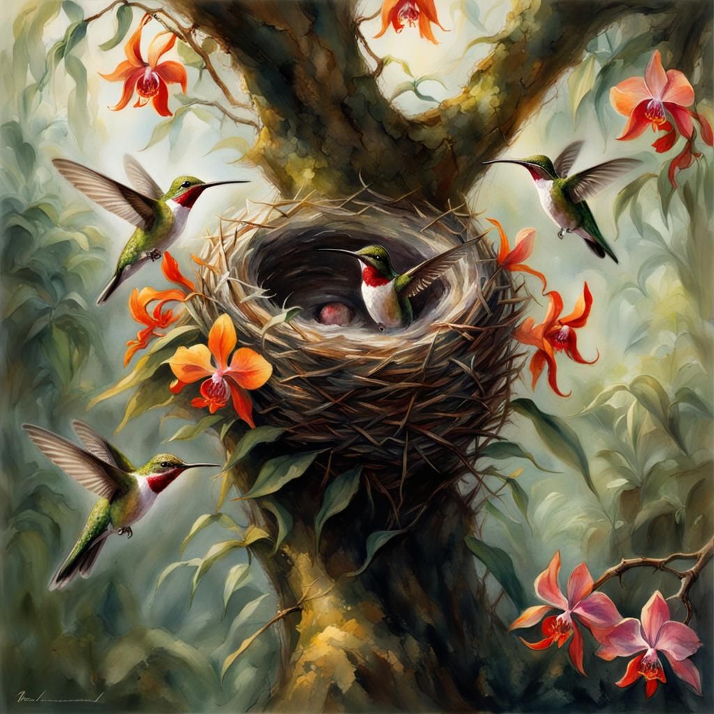 Nest of hummingbirds  by @Hartmut