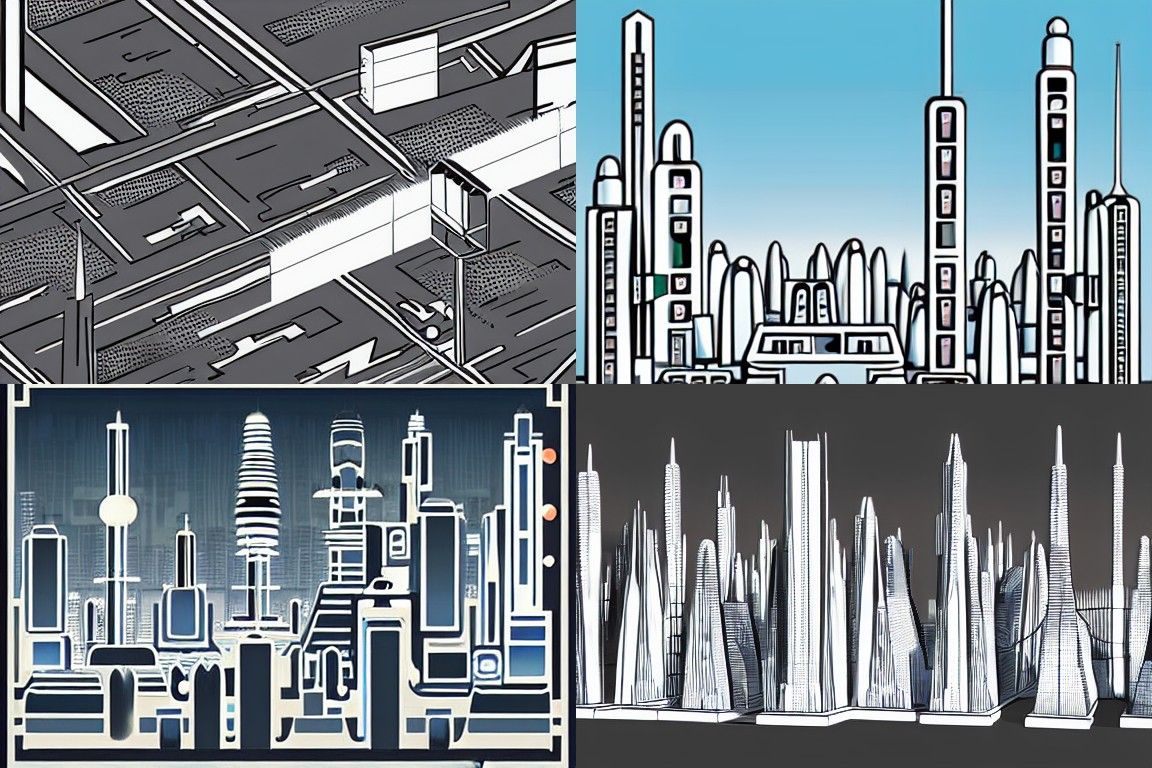 Sci-fi city in the style of Constructivism