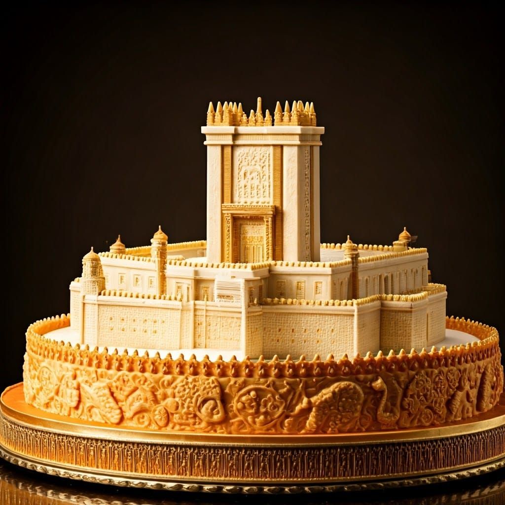 Majestic Jewish Temple Cake Sculpture