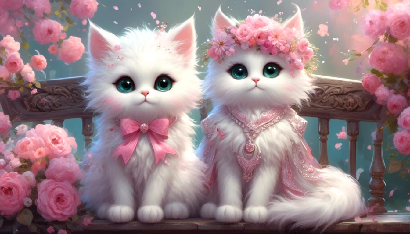<lora:Ultra Cute:1.0> dorable fluffy white chibi cat sitting...