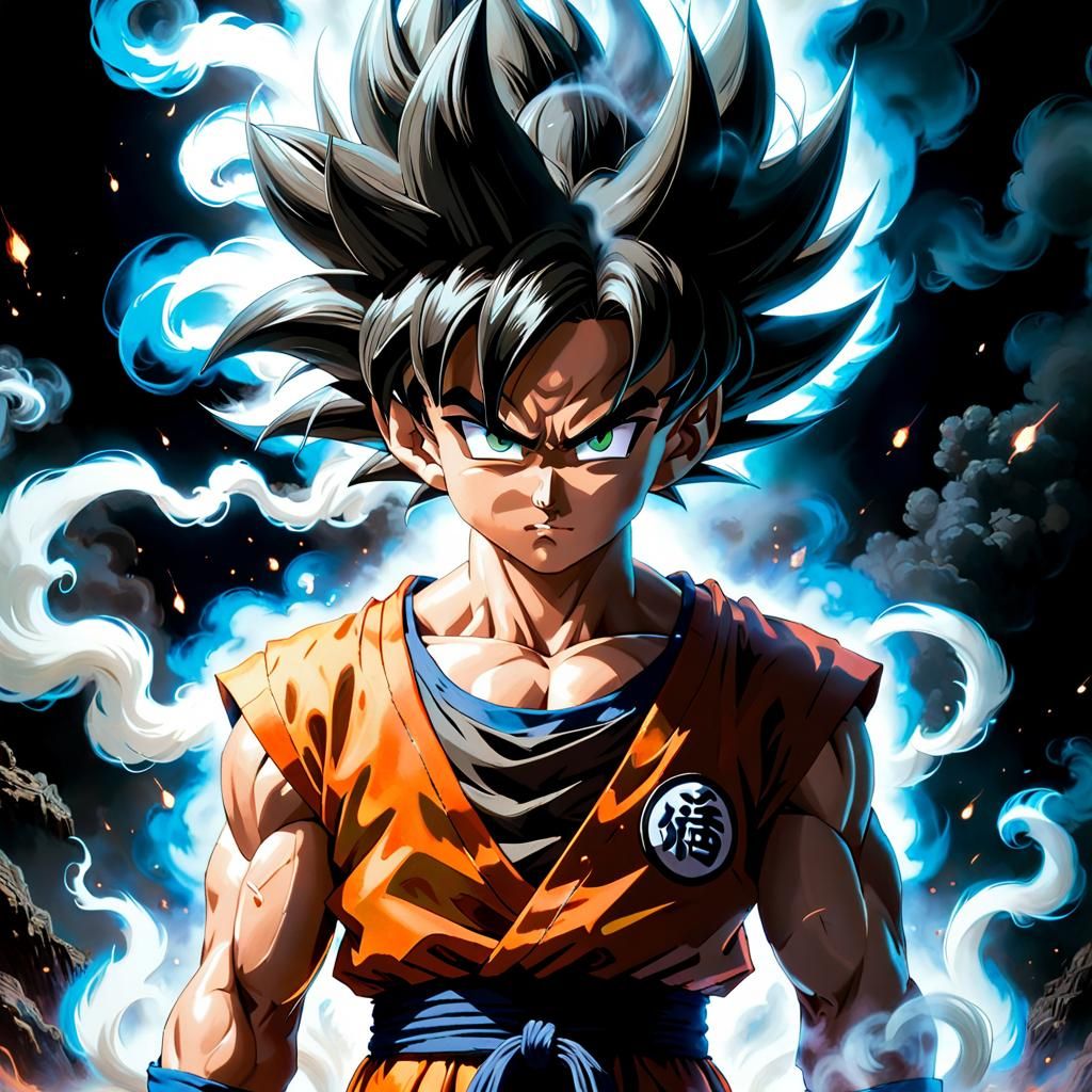 Goku in a dynamic battle pose from Dragon Ball - AI Generated Artwork ...