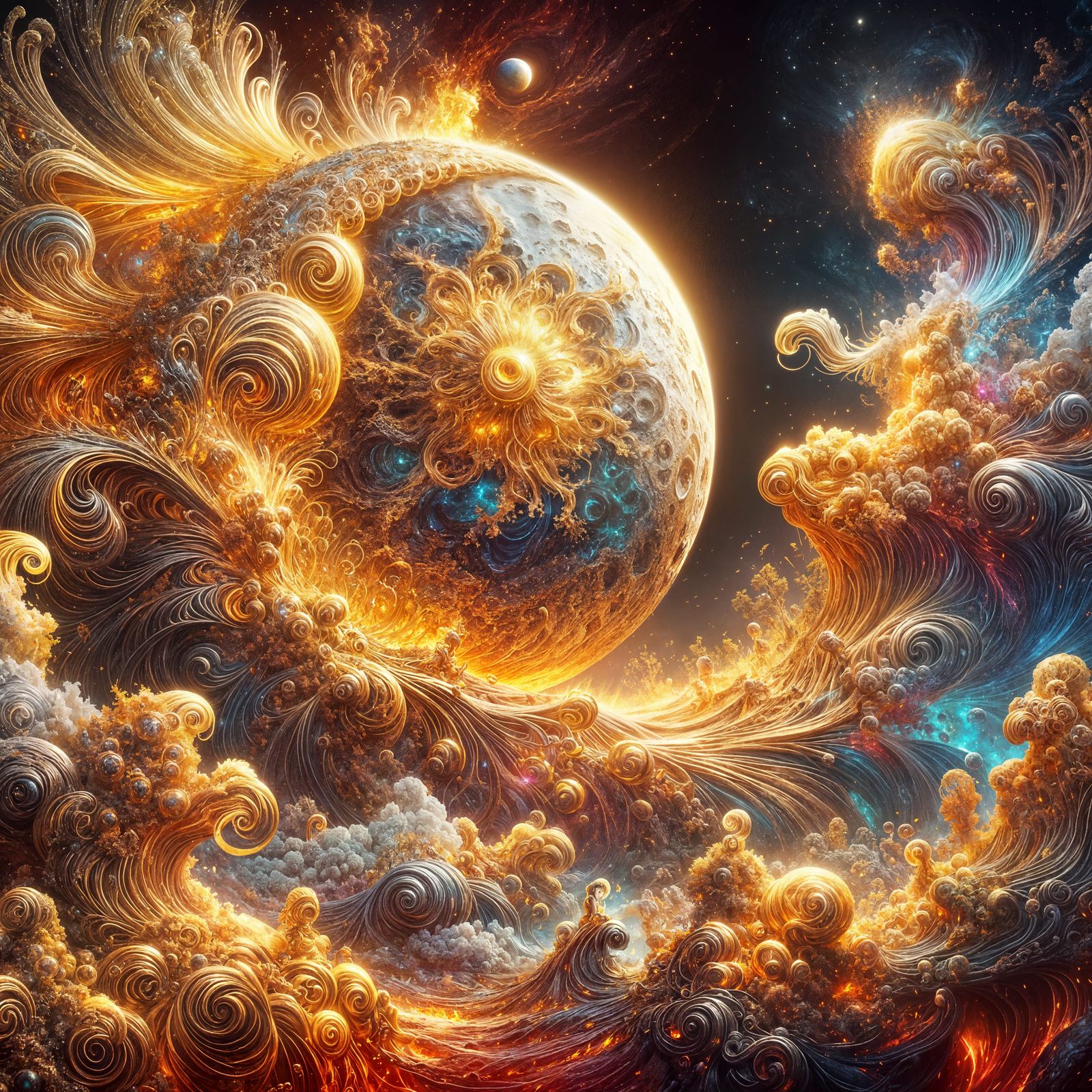 Golden Moon Fantasy Concept Art in 8k