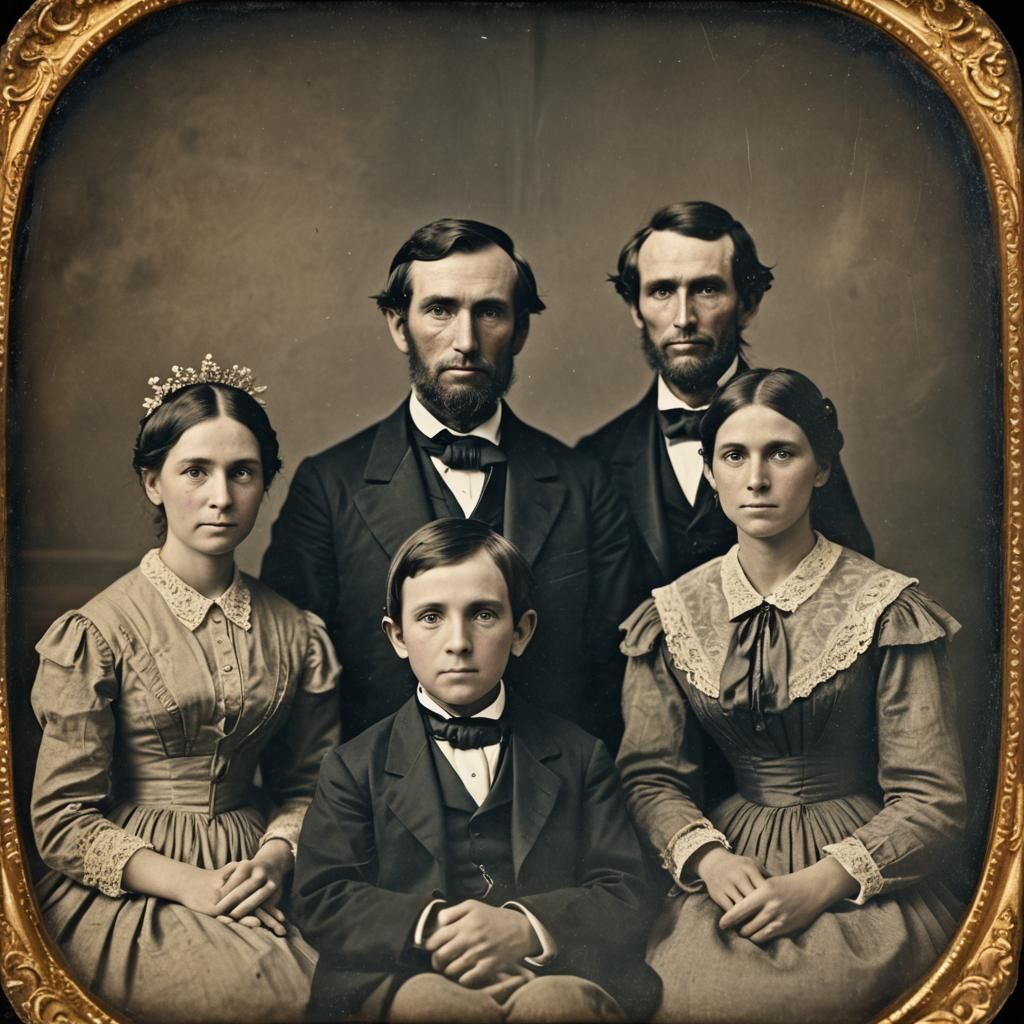 A daguerreotype of a family circa 1860