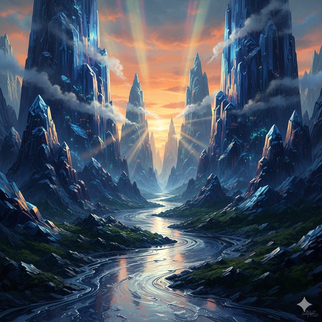 Epic Liquid Crystal Mountains Gemini 2.5