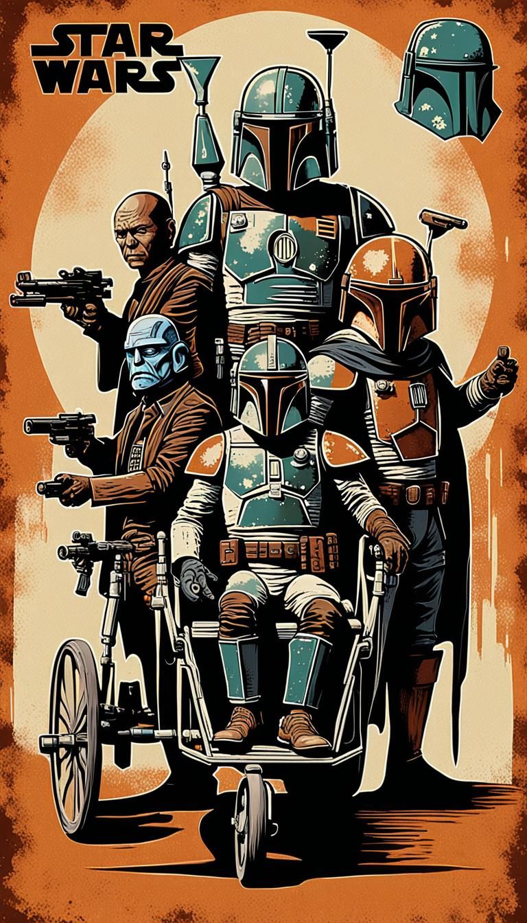 poster in the original Star Wars style from the 70's, where the ...