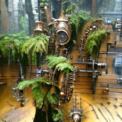 Steampunk temperate rainforest