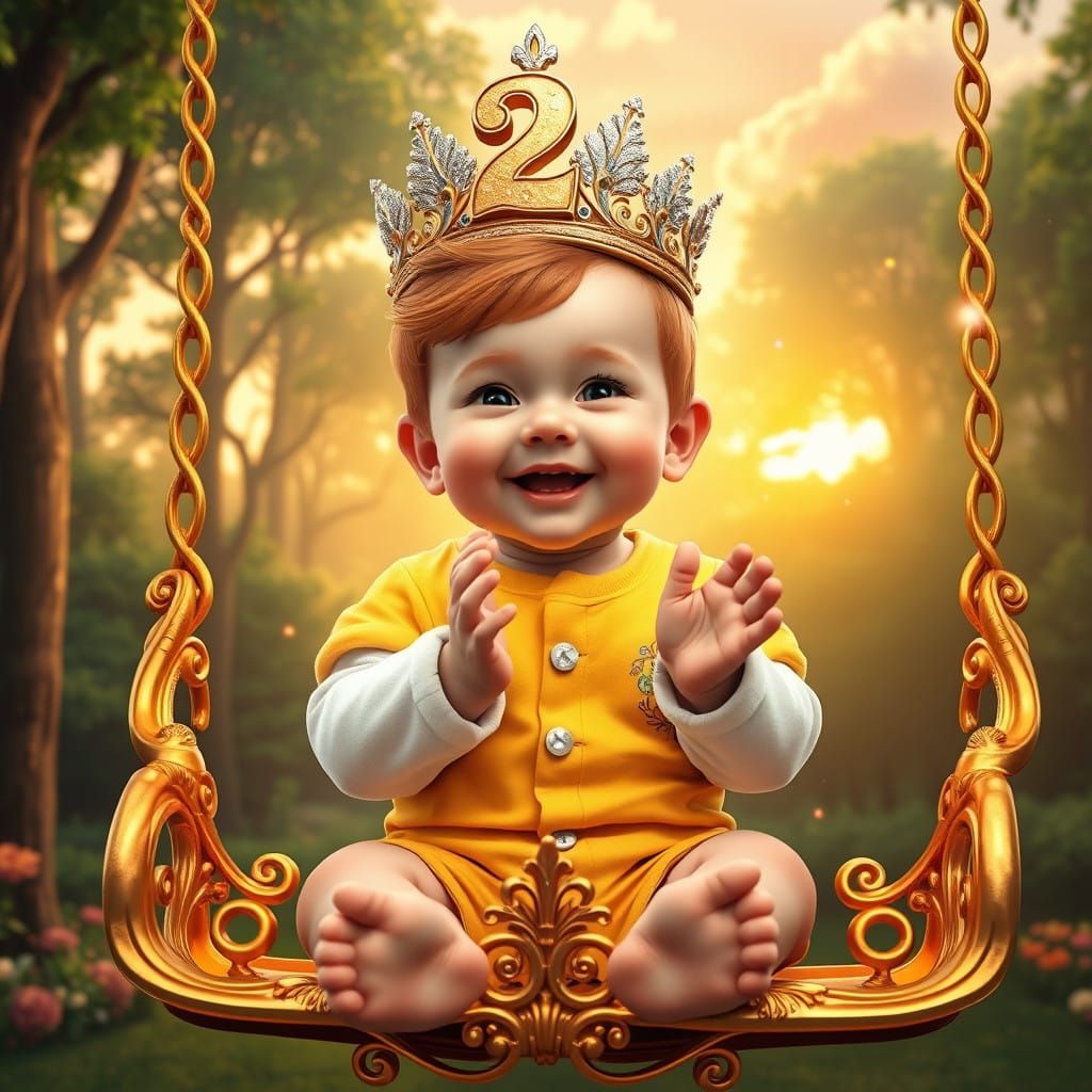 Joyful Birthday Baby in Whimsical Forest