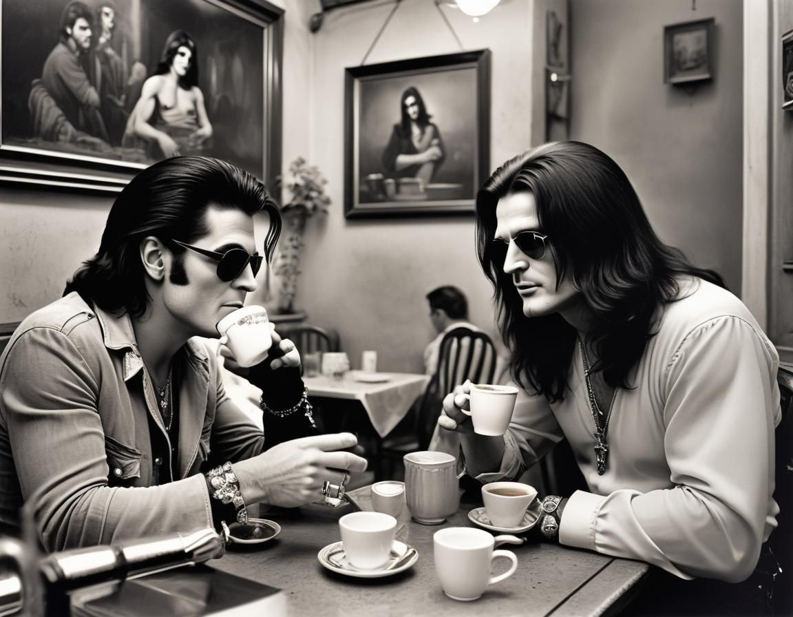 Elvis Presley having coffee with Ozzy Osborne - AI Generated Artwork ...