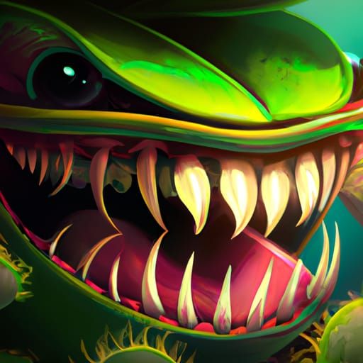 venus flytrap plant with teeth cartoon style - AI Generated Artwork ...