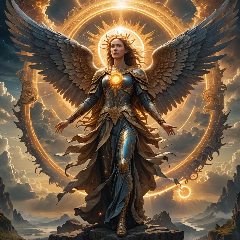 Archangel Metatron and the great Central sun with a human wo...