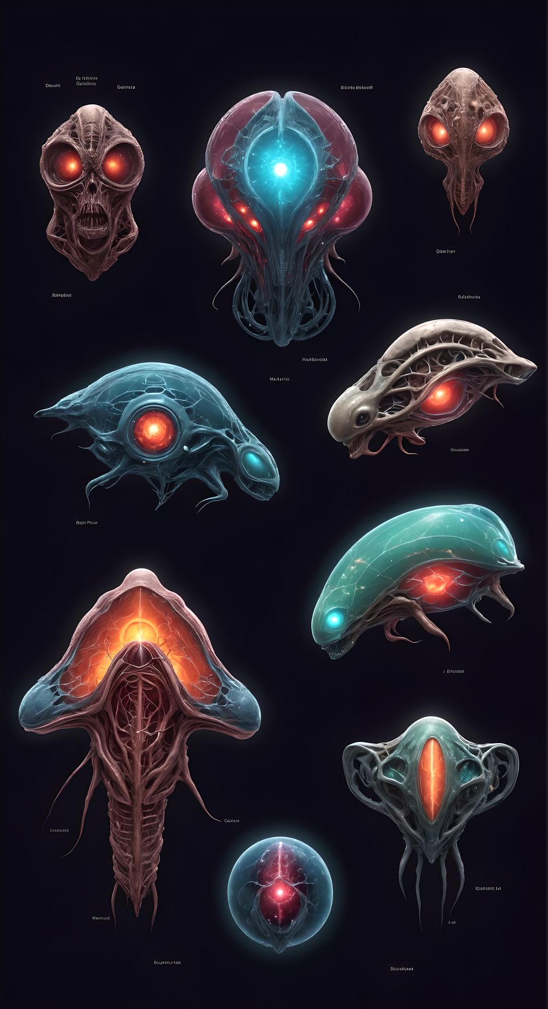 9 Different Exobiote Body Morphologies