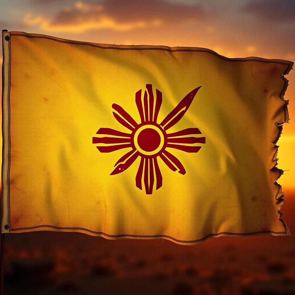 the state flag of new mexico re-designed as a pirate flag
