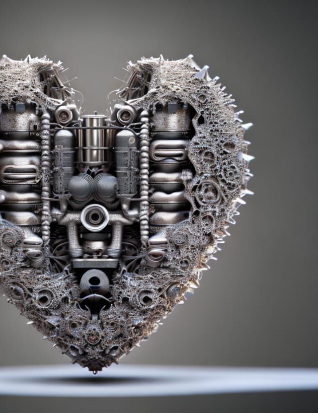 heart organ made of mechanic metal parts, fantasy, portrait,...