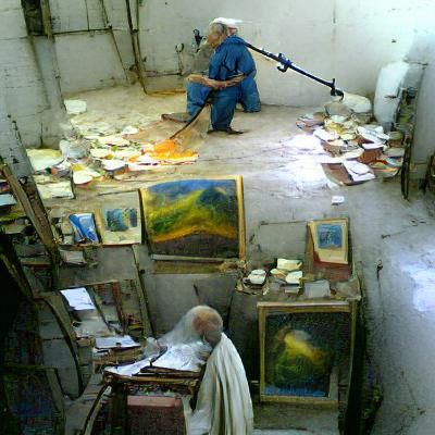 A painter in his studio