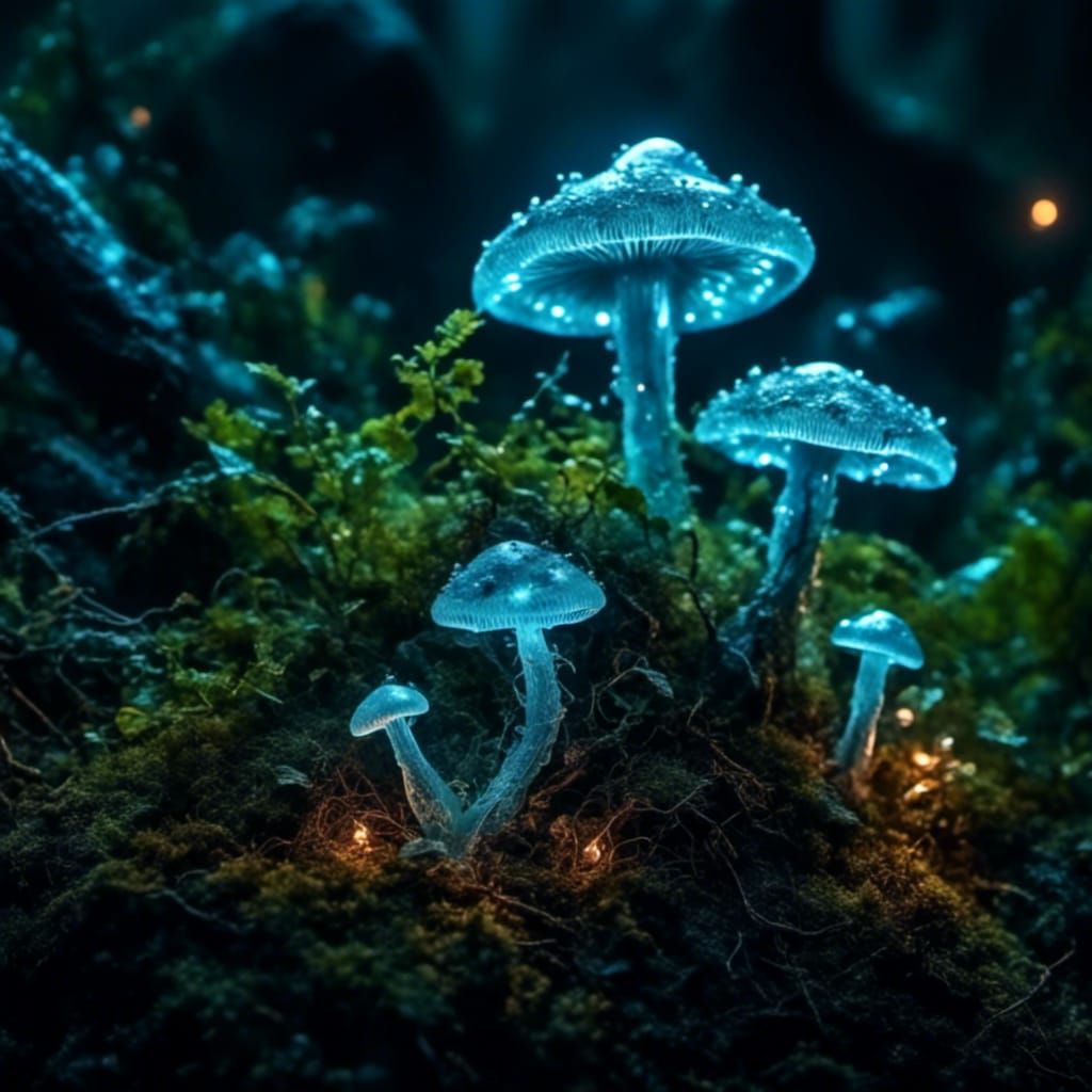 Glowing Bioluminescent Mushrooms