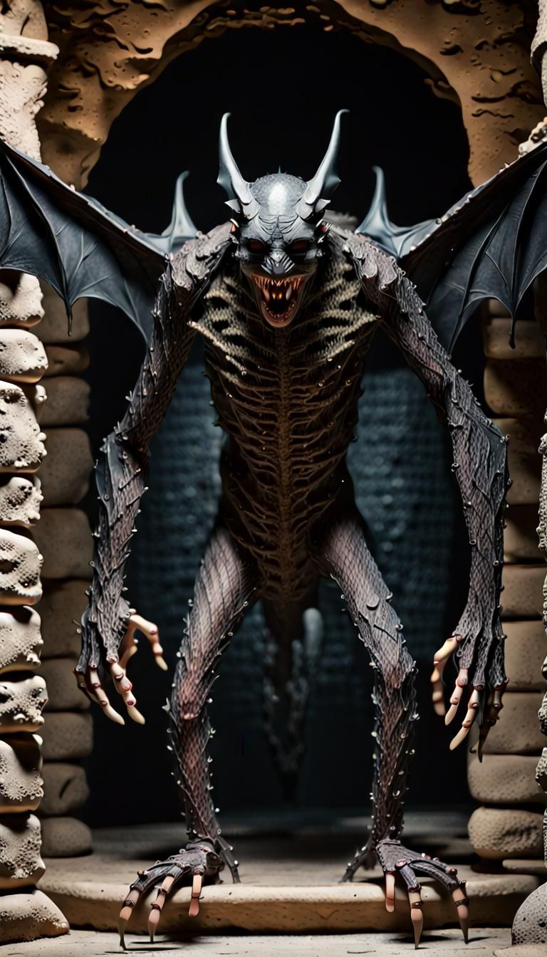 Monstrous  Massive huge Figure Aquatic Humanoid shape, Leath...