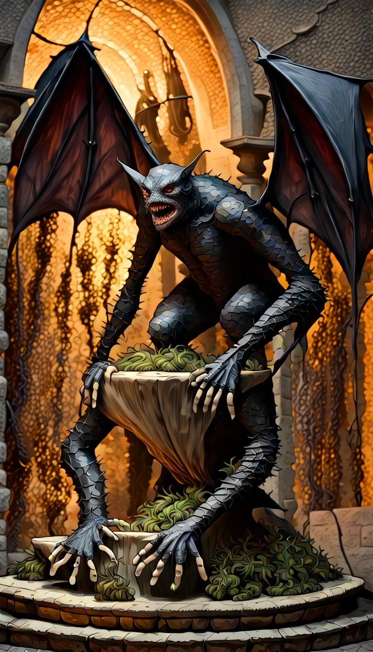 Monstrous  Massive huge Figure Aquatic Humanoid shape, Leath...
