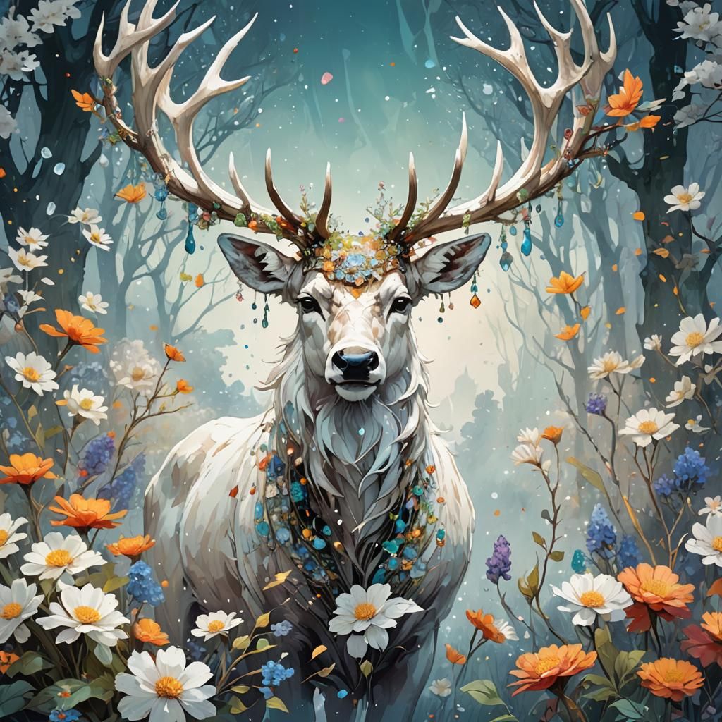 Fantasy white stag  by @Stardust