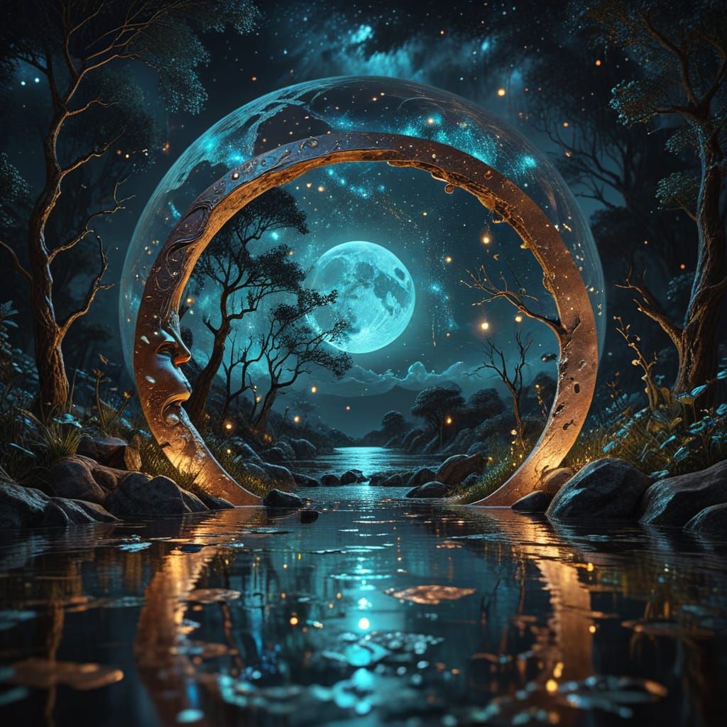 Golden Cosmic Dreamscape in Vibrant Copper and Bronze