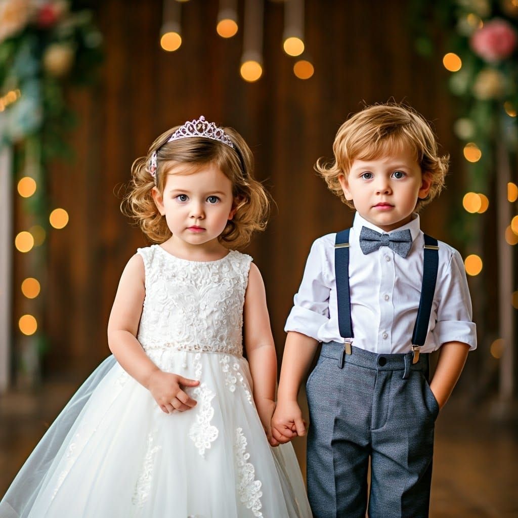 Miniature Wedding Brides and Grooms in a Whimsical Floral Se...