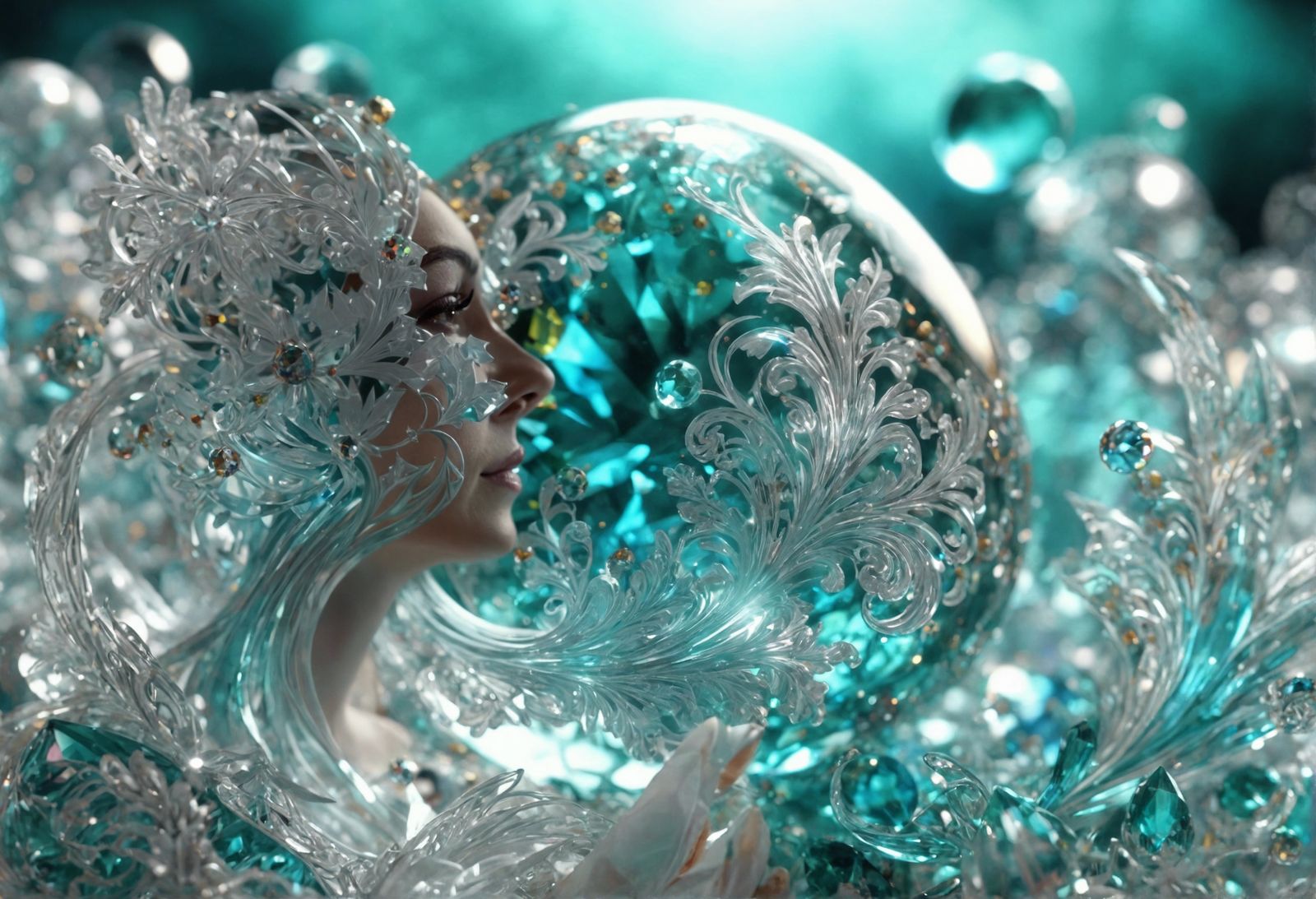 She is a crystal goddess. <lora:crystalclear:1.0> (crystal v...