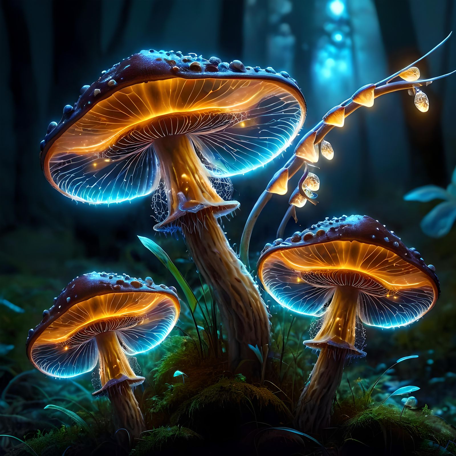 Bioluminiscent mushrooms   by @IzNoG 