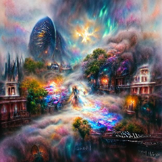 Light vs dark color explosion ethereal fantasy hyperdetailed mist ...