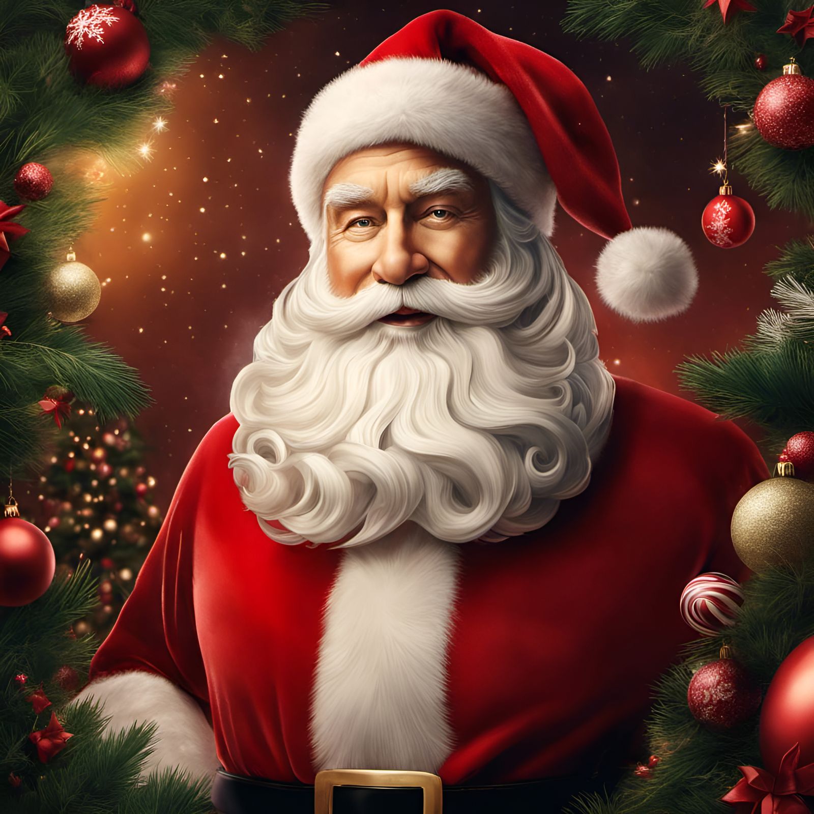Santa Claus as Botanical Illustration in Airbrush Art
