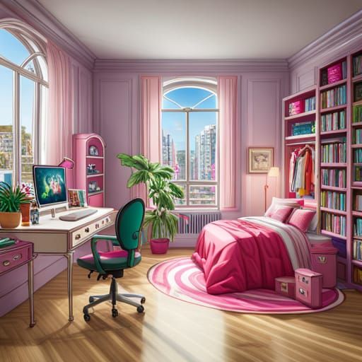 a barbiecore bedroom - AI Generated Artwork - NightCafe Creator