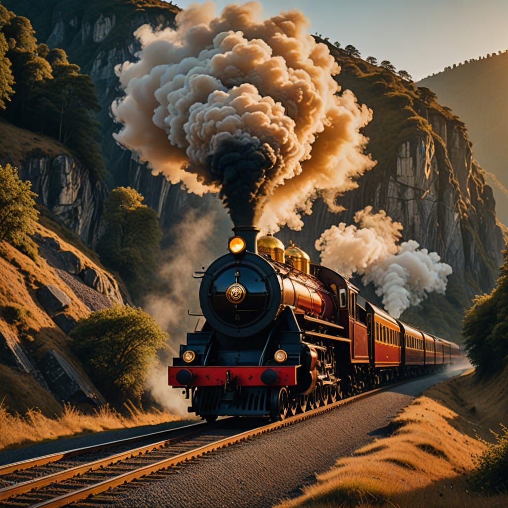 Majestic Rolls-Royce Luxury Locomotive in Golden Hour