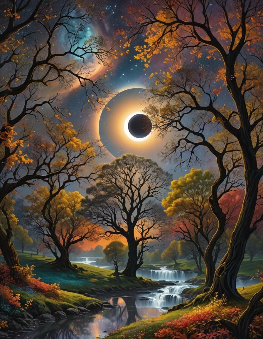 Eclipse of the sun, flowing weather,  windy day,  perfect co...