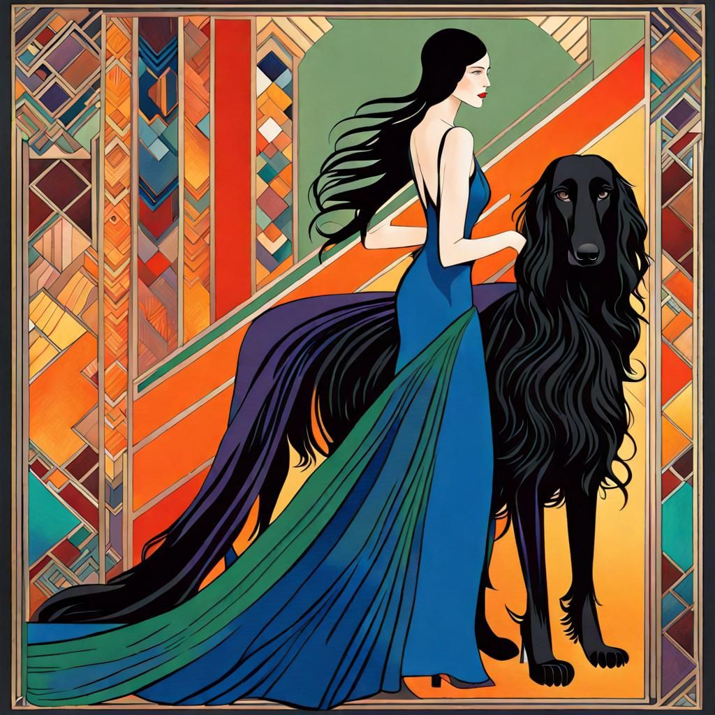 Lady with Awesome Afghan Hound  by @MBee