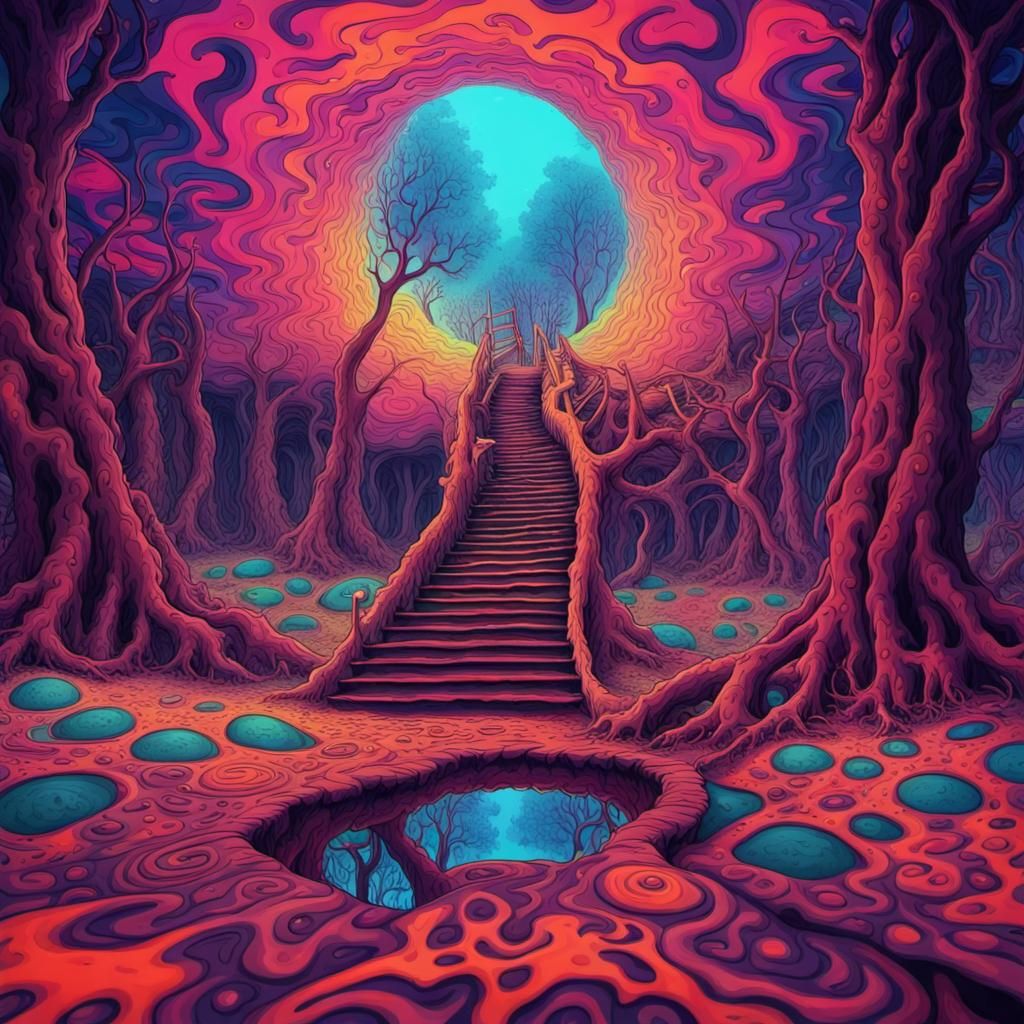 Creepy Psychedelic Place - AI Generated Artwork - NightCafe Creator